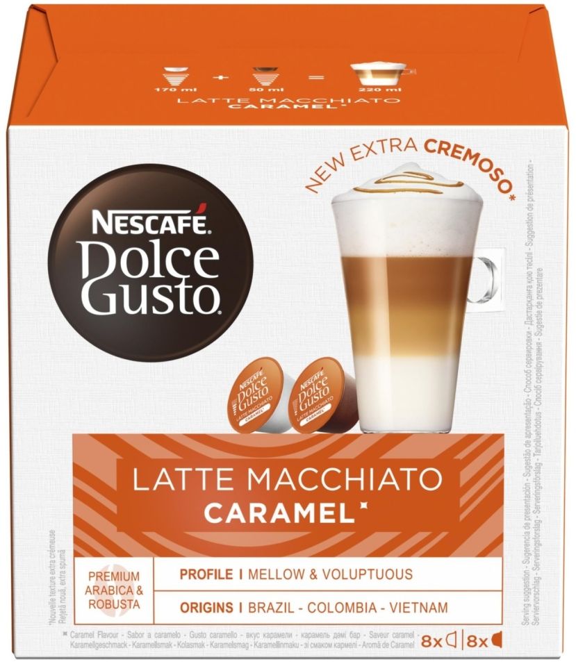 фото Кофе в капсулах nescafe dolce gusto latte macchiato со вкусом карамели 16шт