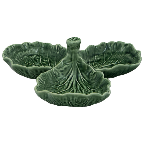 фото Менажница  bordallo pinheiro капуста трехсекционная керамика зеленая 21,5 см