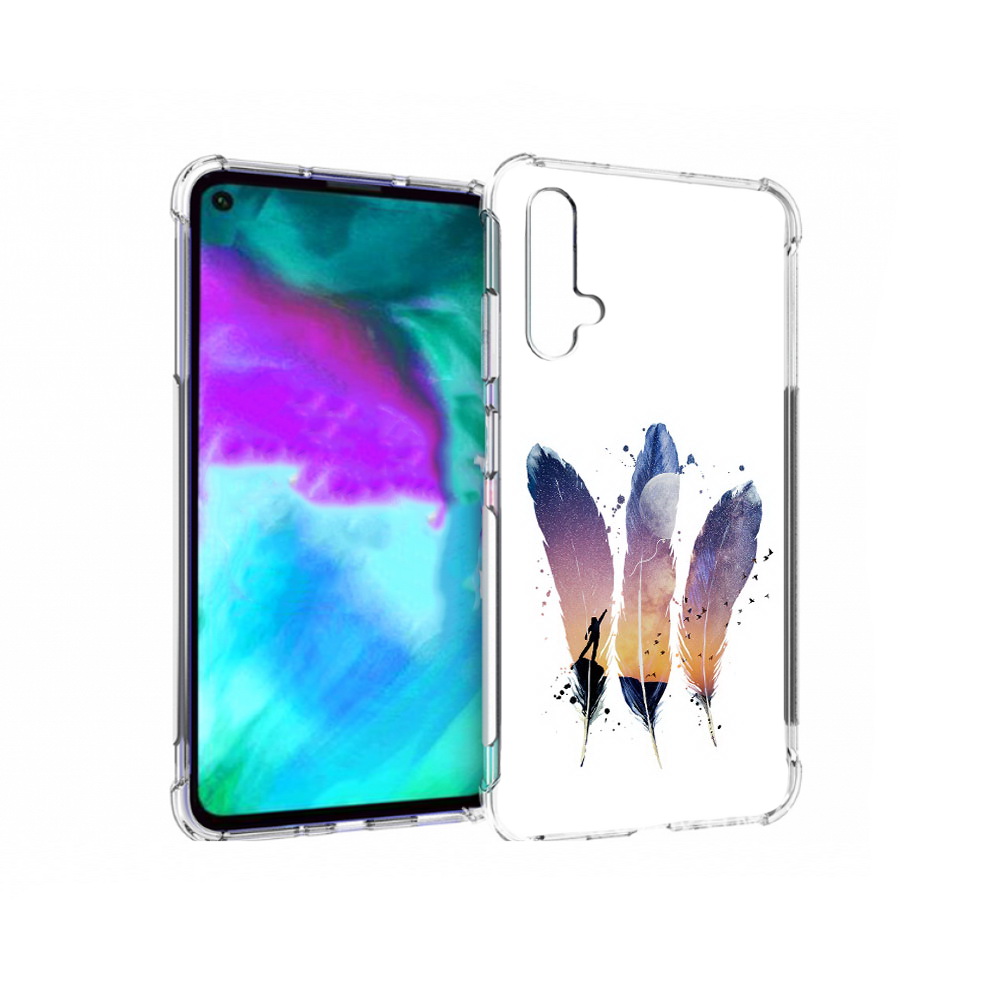 

Чехол бампер MyPads небесные перья для Huawei nova 5T противоуда, Прозрачный, Tocco