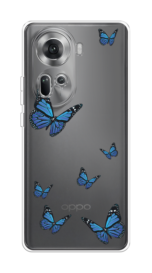 

Чехол на Oppo Reno 11 (Global) "Blue butterflies", Синий;черный, 2515850-1