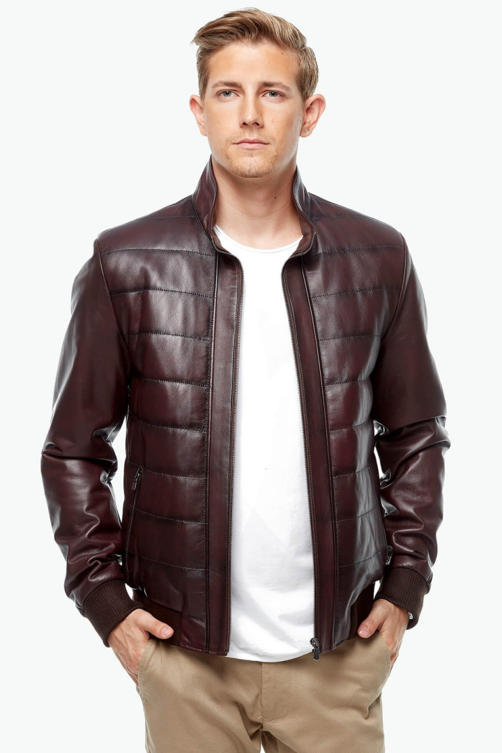 

Кожаная куртка мужская Deriza 35-8727B бордовая 2XL (товары доставляются из-за рубежа), Бордовый, 35-8727B