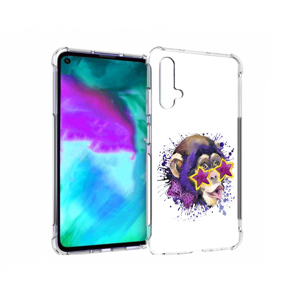 

Чехол бампер MyPads обезьяна в очках для Huawei nova 5T противоу, Прозрачный, Tocco