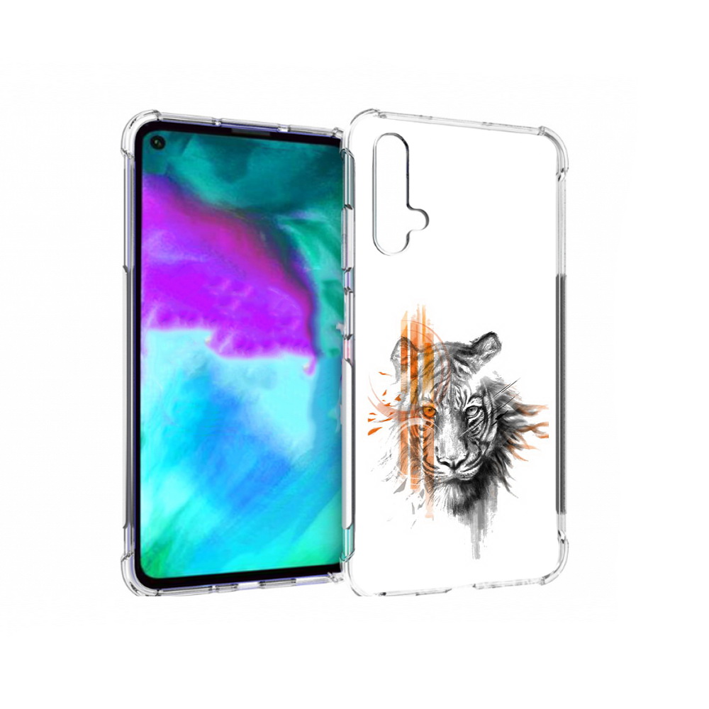 

Чехол бампер MyPads огненный тигр для Huawei nova 5T противоударный, Прозрачный, Tocco