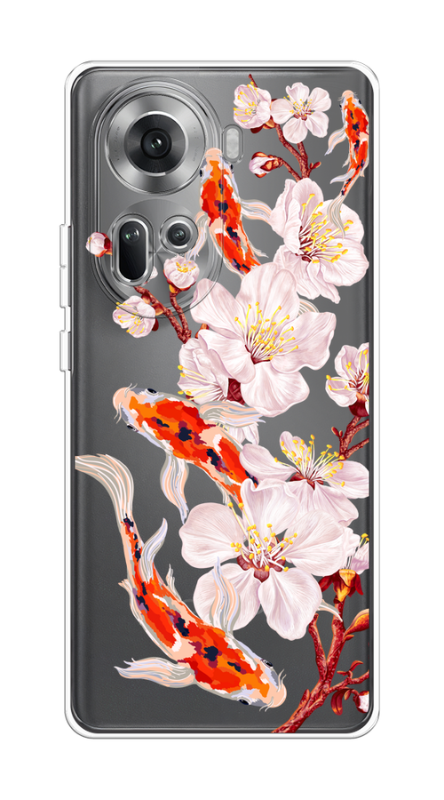 

Чехол на Oppo Reno 11 (Global) "Карпы и сакура", Оранжевый;розовый;бежевый;прозрачный, 2515850-1