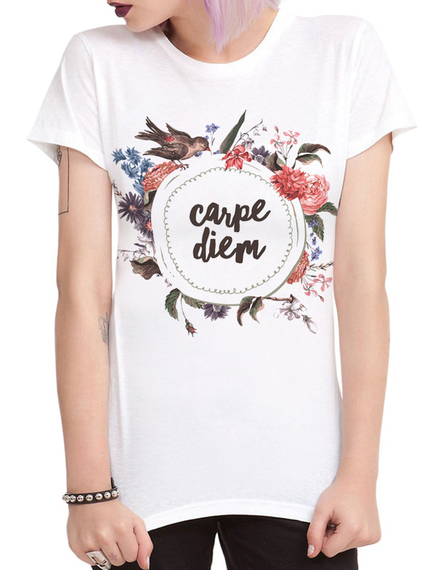 фото Футболка женская dreamshirts carpe diem женская34 белая xs