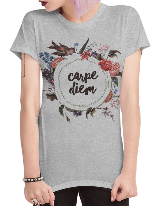 фото Футболка женская dreamshirts carpe diem женская34 серая xs