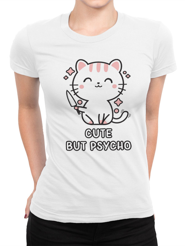 фото Футболка женская dreamshirts котик - cute but psycho женская35 белая xs