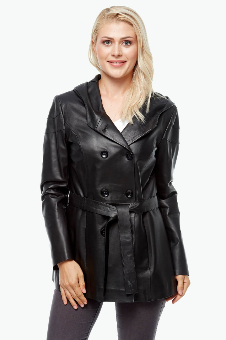 Кожаная куртка женская Deriza 39-taina черная M (товары доставляются из-за рубежа)