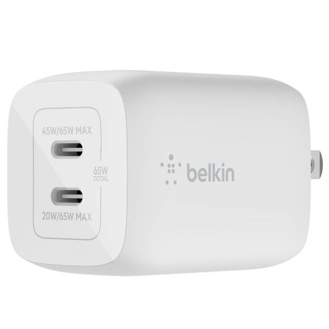 Зарядное устройство Belkin BoostCharge Pro Dual USB-C GaN Wall Charger with PPS 65W, белый