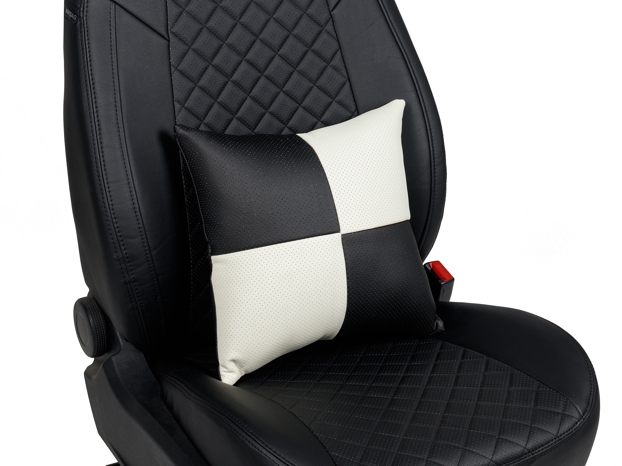 

Подушки в салон автомобиля (Модель №1) из экокожи CLASSIC - Черный+белый