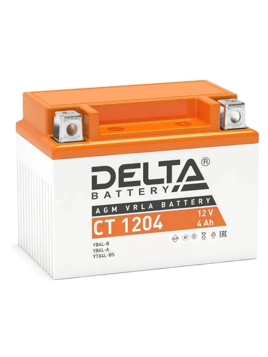 Аккумулятор DELTA Battery AGM 4 А/ч обратная R+ 114x70x87 EN50 А  CT 1204