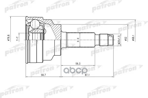 

ШРУС наружн к-кт 24x52x22 KIA: Rio 00-05 PATRON PCV1518