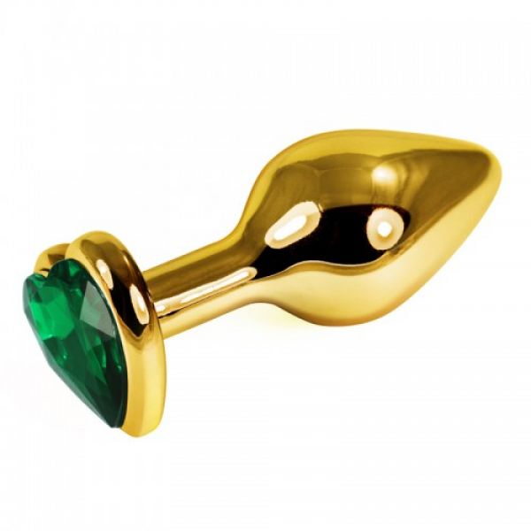 фото Анальная пробка lovetoy зеленая rosebud heart metal plug(gold) s (ro-gн03)