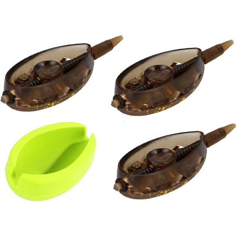 

Набор методных кормушек Mikado Aperio L (3x20 г. + форма), Коричневый;зеленый, Aperio