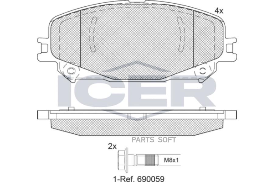 

Колодки дисковые ие Renault Fluence/Grand Scenic III/Mega ICER 182304 182304