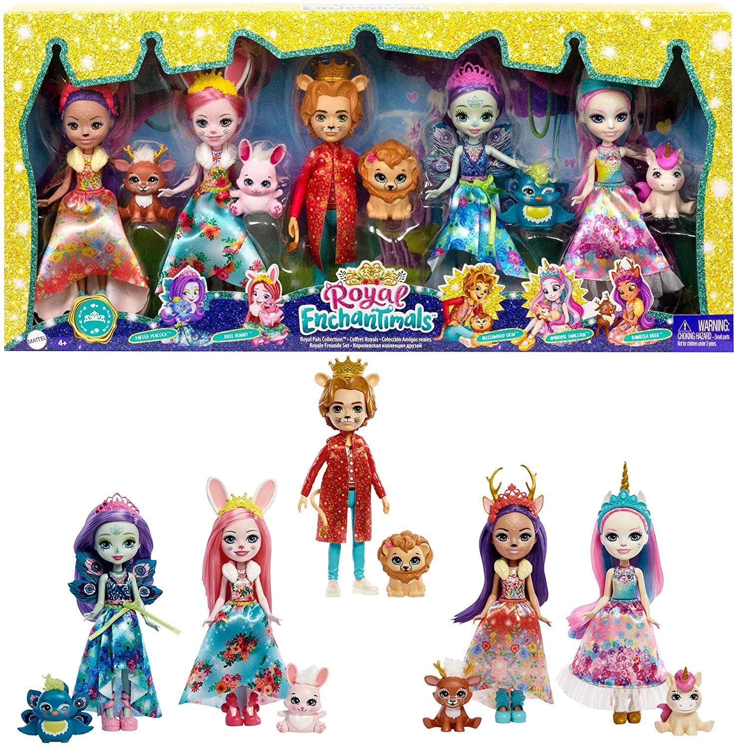 Набор кукол Enchantimals 5 кукол Королевские друзья с питомцами GYN58 куклы enchantimals mattel кафе морская пещера кукла и питомцы hcf86