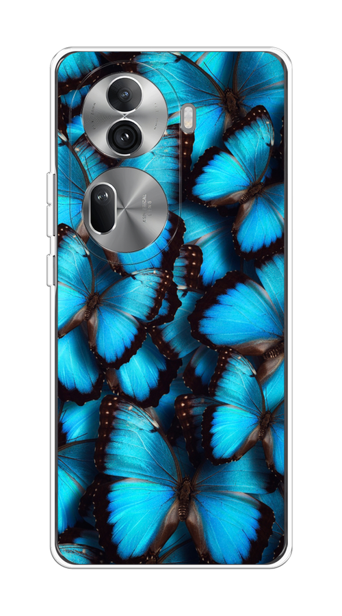 

Чехол на Oppo Reno 11 Pro (Global) "Тропическая бабочка 2", Голубой;черный, 2515950-1