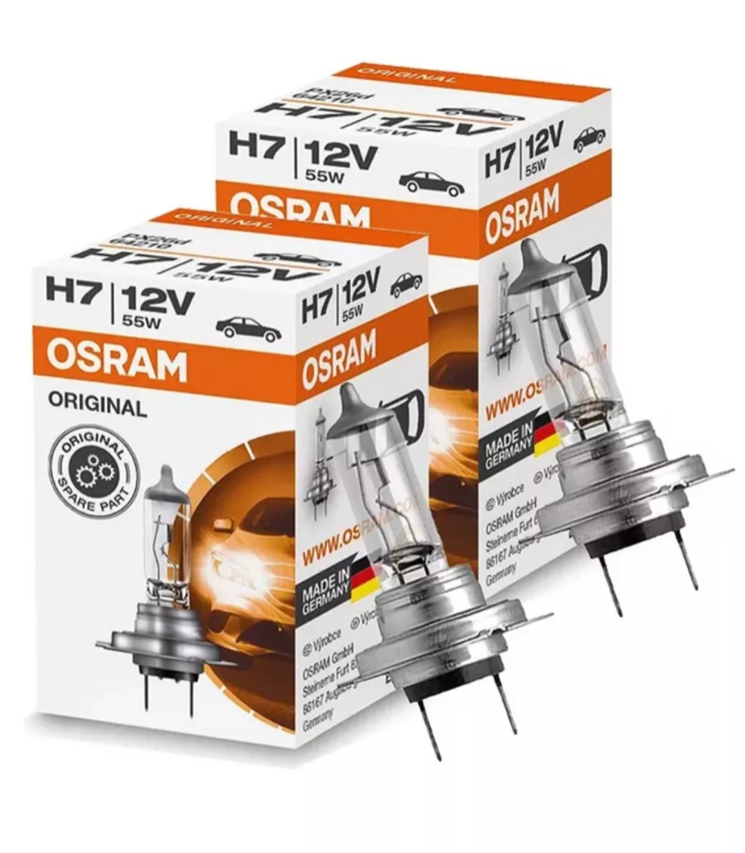 Лампа автомобильная галогенная Osram Autobrand_AED цоколь Н7 Px26d, 2 шт