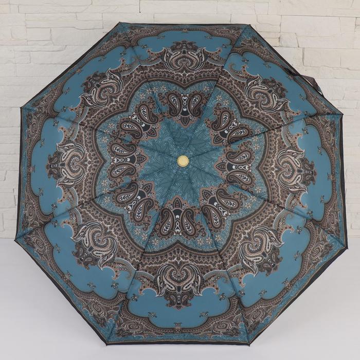 Зонт Цветочный узор, 3 сложения, 8 спиц, R 47 см