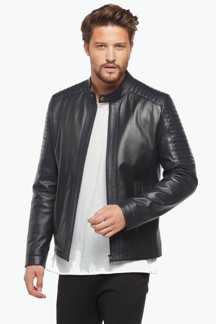 

Кожаная куртка мужская Deriza 35-190106 синяя 2XL (товары доставляются из-за рубежа), Синий, 35-190106