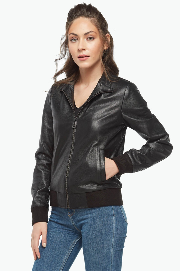 Кожаная куртка женская Deriza 39-1171S черная XL (товары доставляются из-за рубежа)