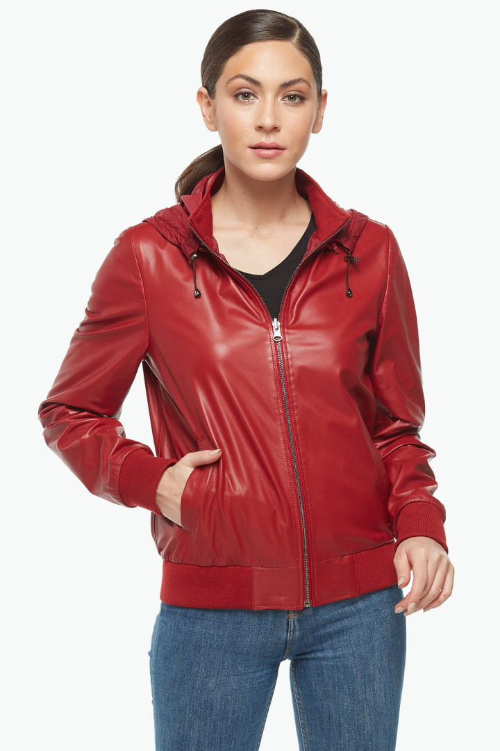 Кожаная куртка женская Deriza 39-1171KK красная S (товары доставляются из-за рубежа)