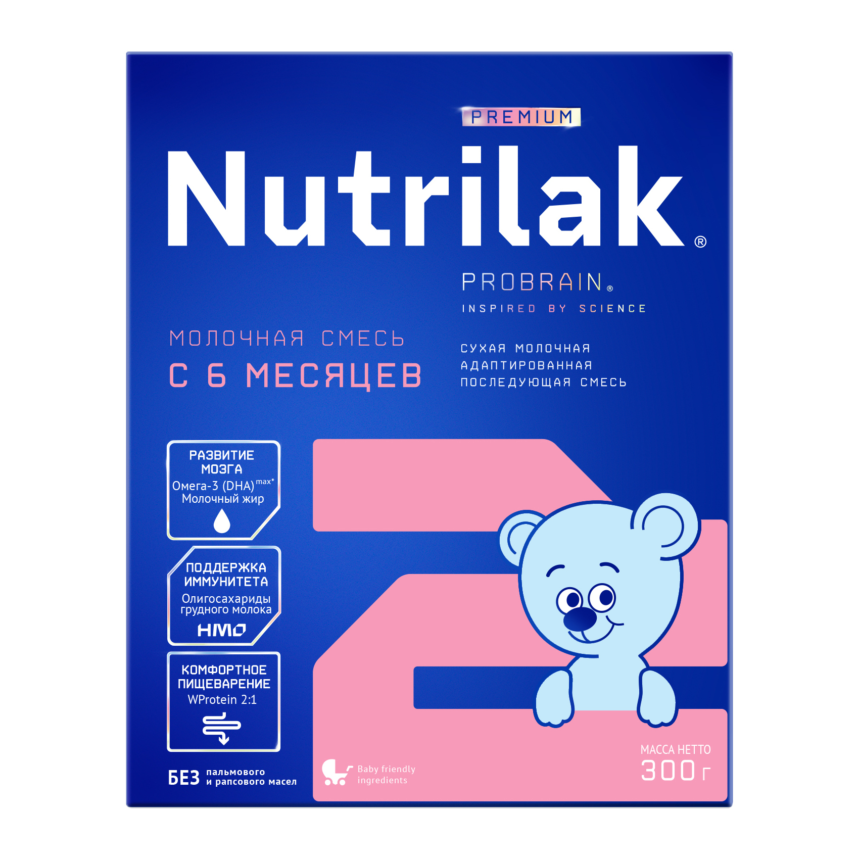 Смесь молочная сухая Nutrilak Premium 2 300г, 1шт. 49885 молочная смесь nutrilak premium 2 нутрилак с 6 мес без пальмового масла 600 г 2 шт
