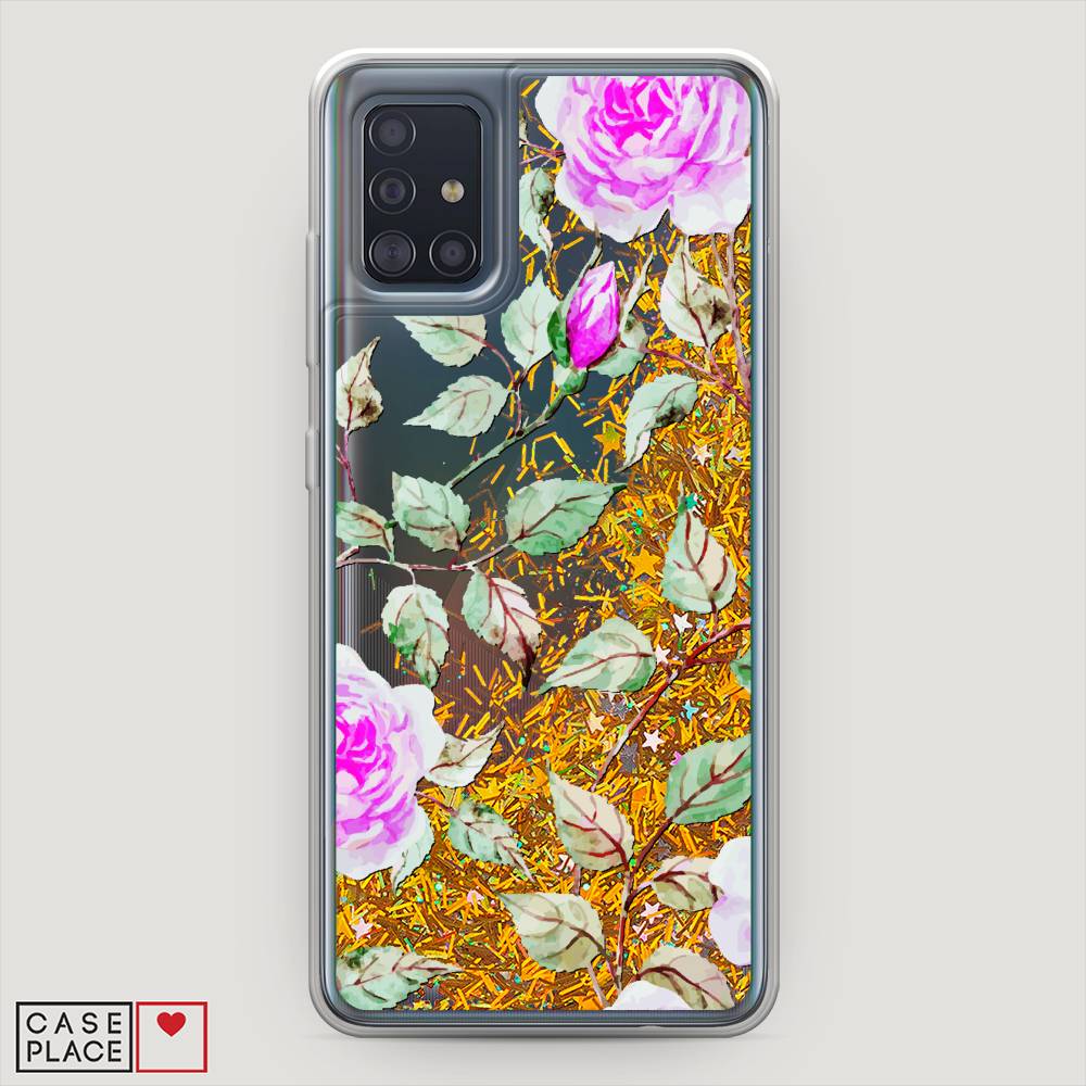 

Жидкий чехол с блестками "Цветочная фантазия 7" на Samsung Galaxy A51, 28990-1