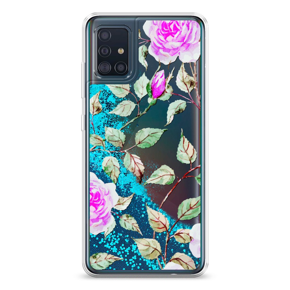 

Жидкий чехол с блестками "Цветочная фантазия 7" на Samsung Galaxy A51