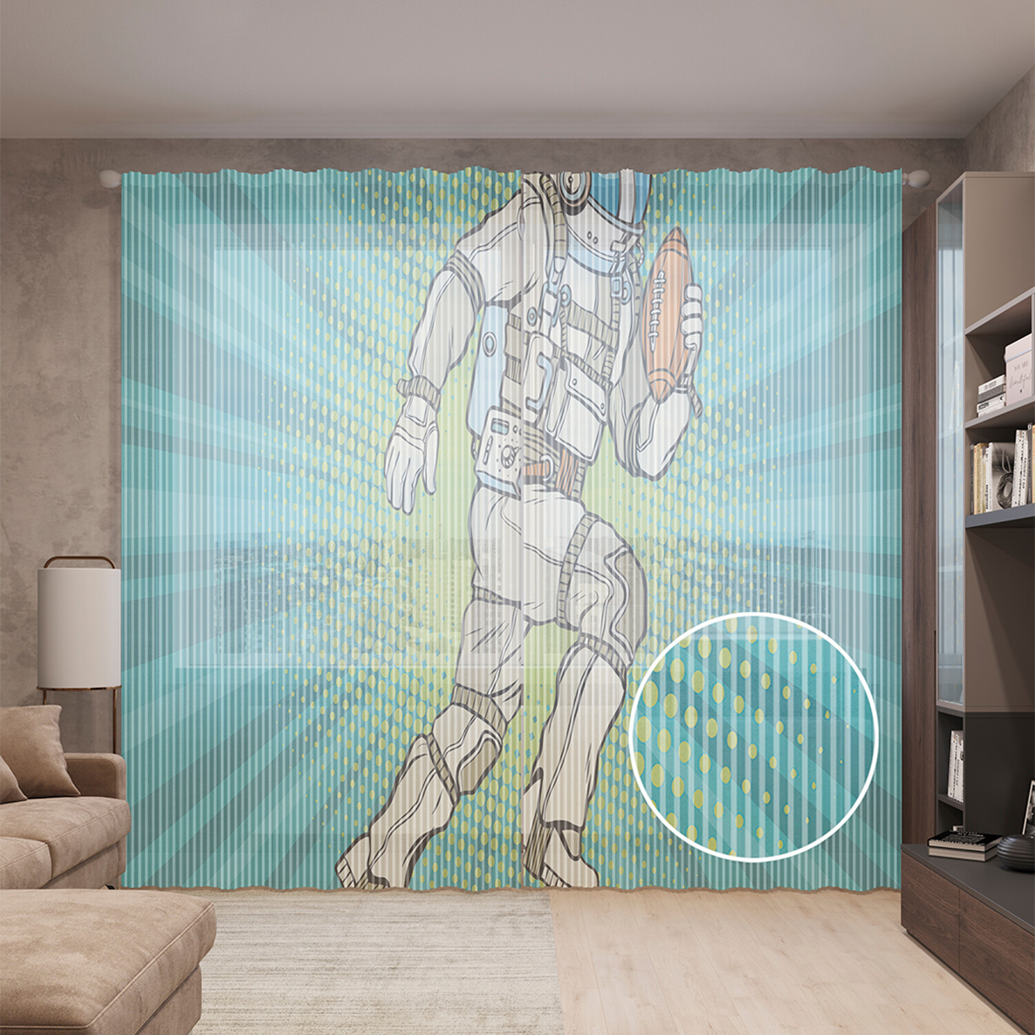 

Тюль вуаль на шторной ленте с принтом JoyArty "Регби в космосе", 310х265 см, Регби в космосе