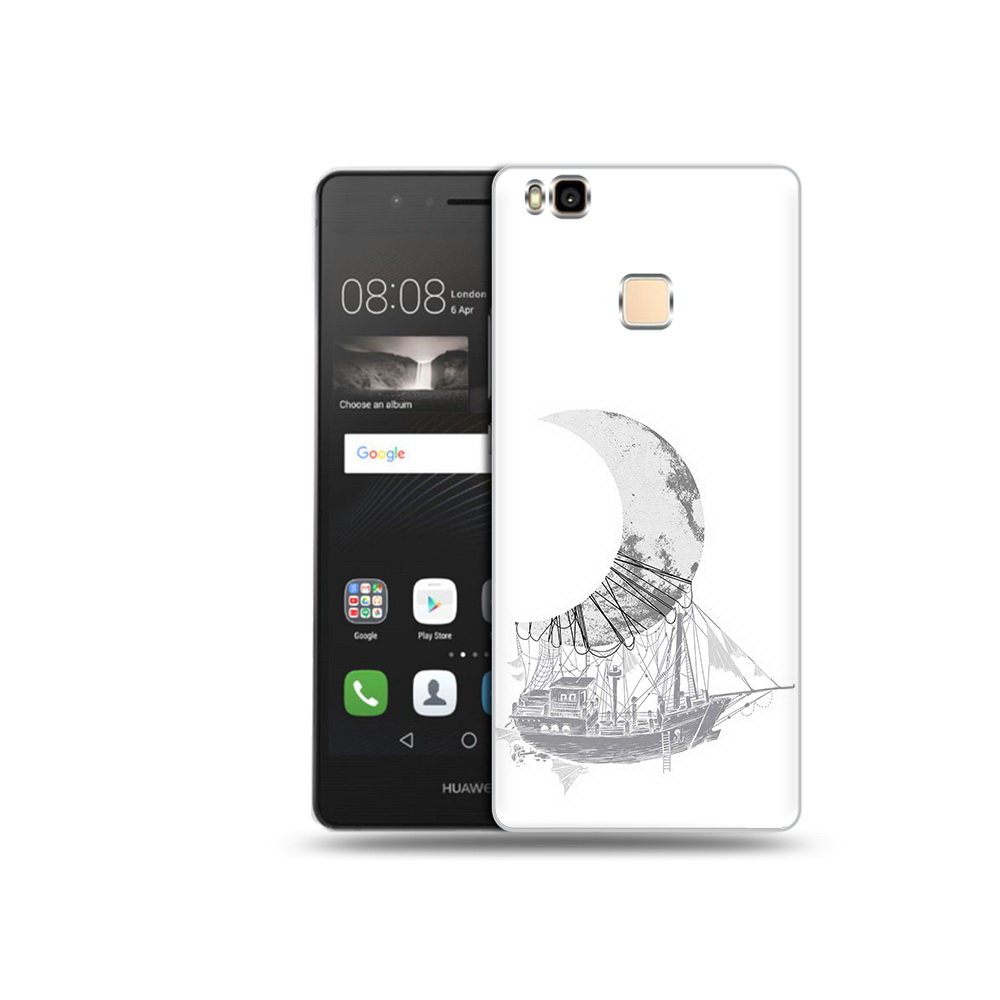

Чехол MyPads Tocco для Huawei P9 Lite черно белый корабль полумесяц (PT74547.57.684), Прозрачный, Tocco