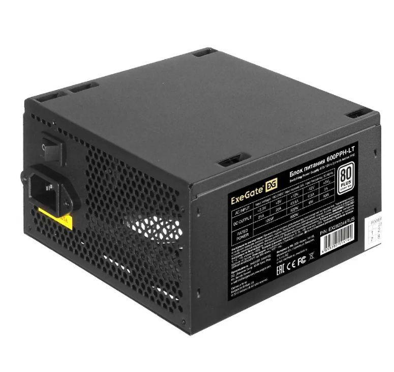 

Блок питания ExeGate 80 PLUS EX282044RUS-OEM-S Black, Черный, 80 PLUS