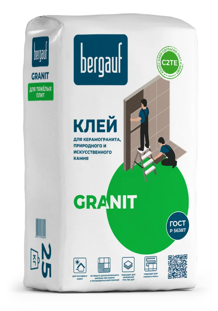 фото Клей для керамогранита bergauf granit, 25 кг