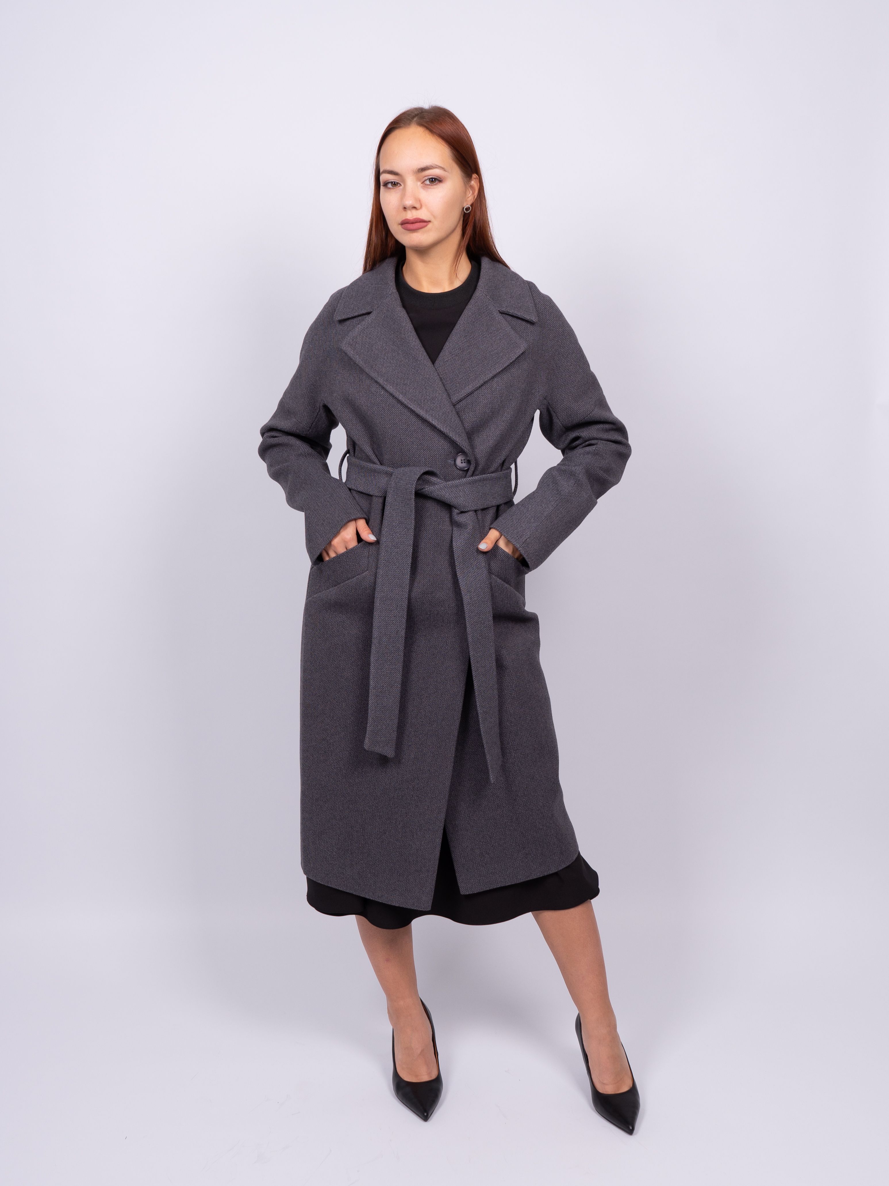 

Пальто женское 365 clothes KR-227-STR серое 50 RU, Серый, KR-227-STR