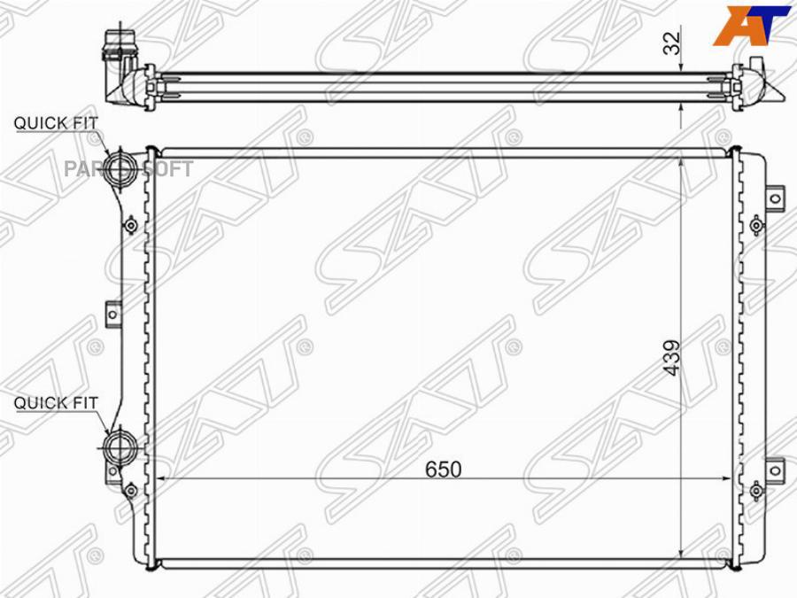 Радиатор VOLKSWAGEN GOLF* 03- /JETTA 05-/PASSAT* 05-/ TOURAN 03-/AUDI A3 03-12/AUDI TT 06-