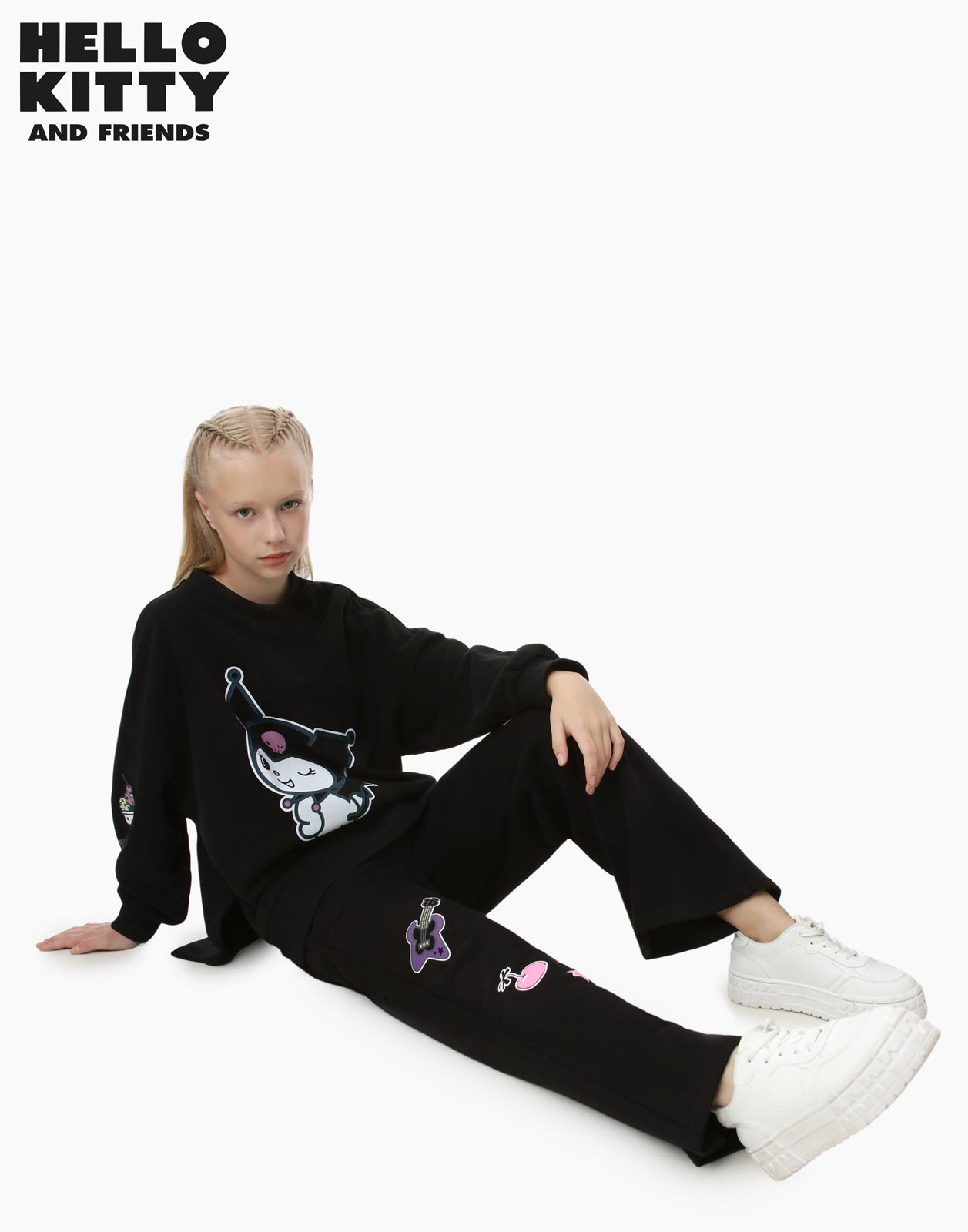 Спортивные брюки для девочки Gloria Jeans GAC021099 черный 13-14л/164