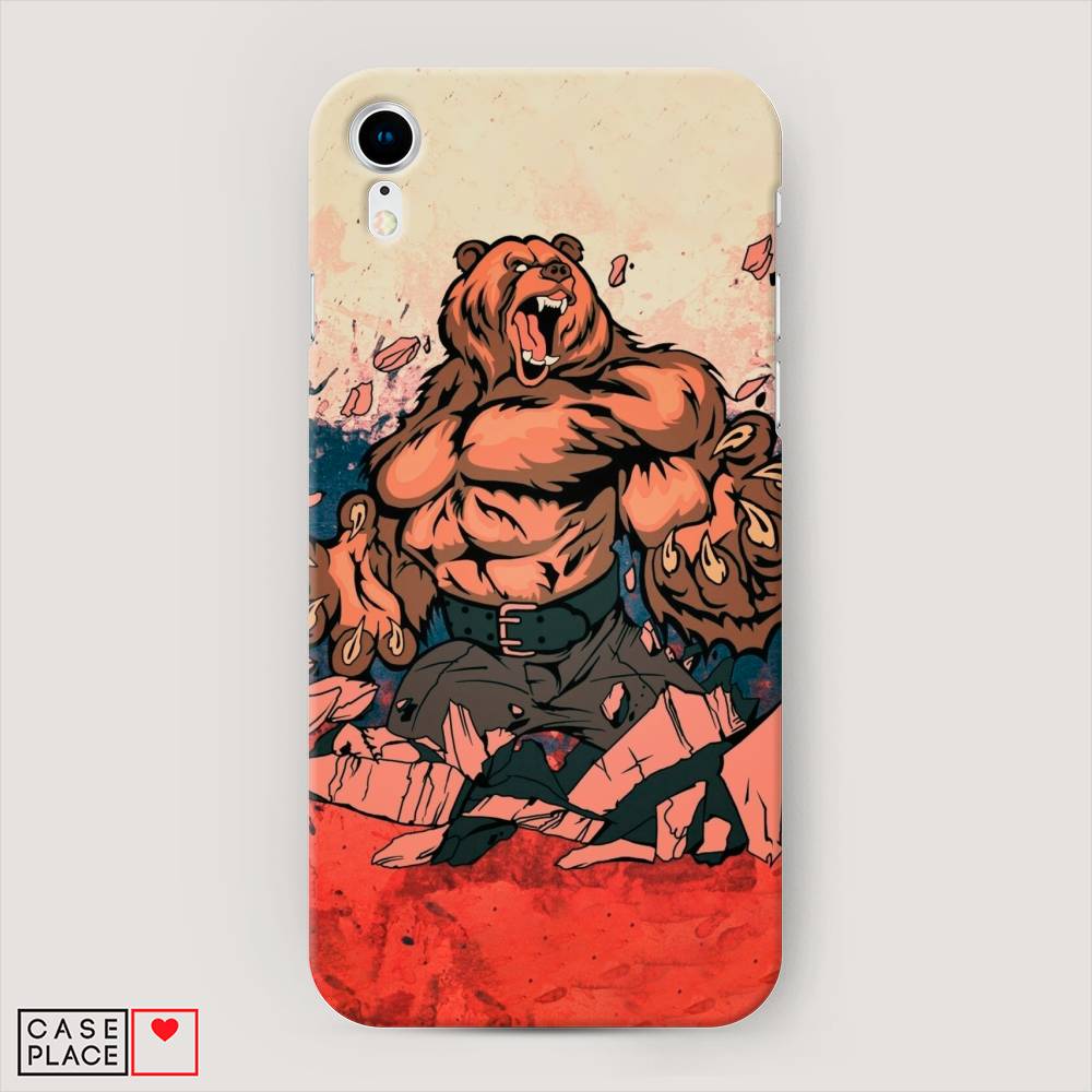 

Пластиковый чехол "Медведь с флагом РФ" на Apple iPhone XR (10R), 12020-1