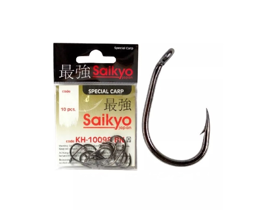 

Одинарные крючки Saikyo Curve Shank №4 BN, с колечком, загнутое острие, с бородкой, Черный, Clever Carp