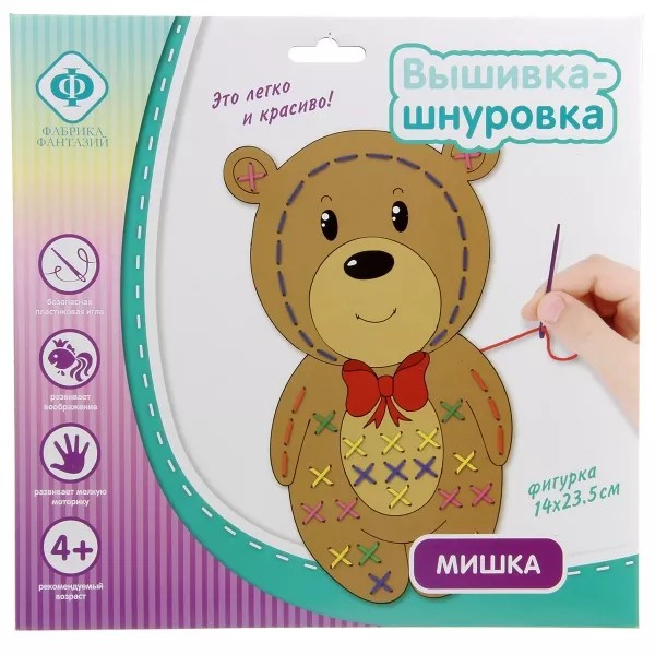 

Вышивка-шнуровка Фабрика Фантазий Мишка 87270