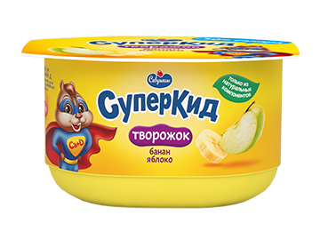 

Творожный продукт СуперКид банан-яблоко с 3 лет 3,5% БЗМЖ 110 г