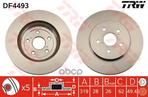 

DF4493_диск тормозной передний!\ Lexus RX300/RX350/RX400h 3.0-3.5 03>