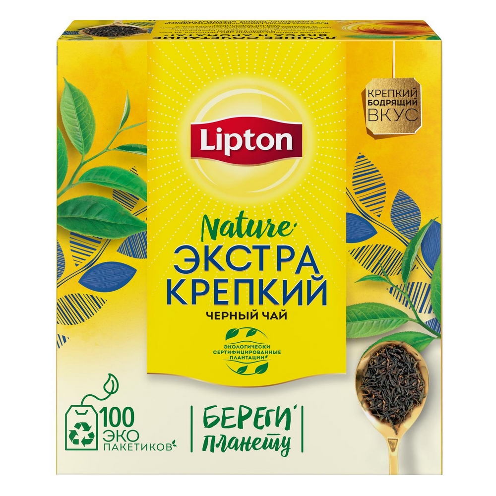 фото Чай черный lipton экстра крепкий 100 пакетиков