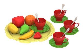 фото Набор фруктов и чайной посуды волшебная хозяюшка, 18 предметов на подносе нордпласт
