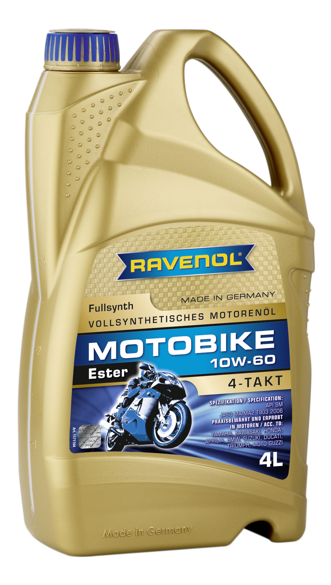 

Моторное масло Ravenol Motobike 4-T Ester 10W-60 4л, Motobike 4-T Ester