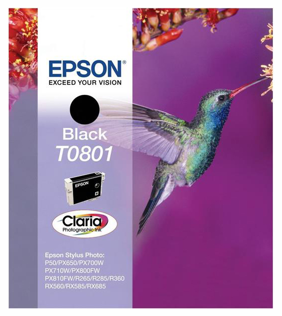 фото Картридж для струйного принтера epson c13t08014011/c13t08014021, черный, оригинал