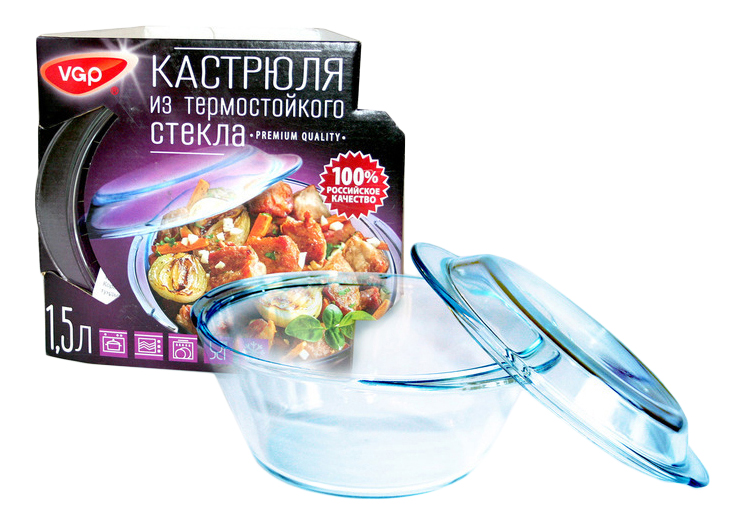 

Кастрюля АО Васильевский стекольный завод Модерн 1,5 л прозрачный, кастрюля Модерн
