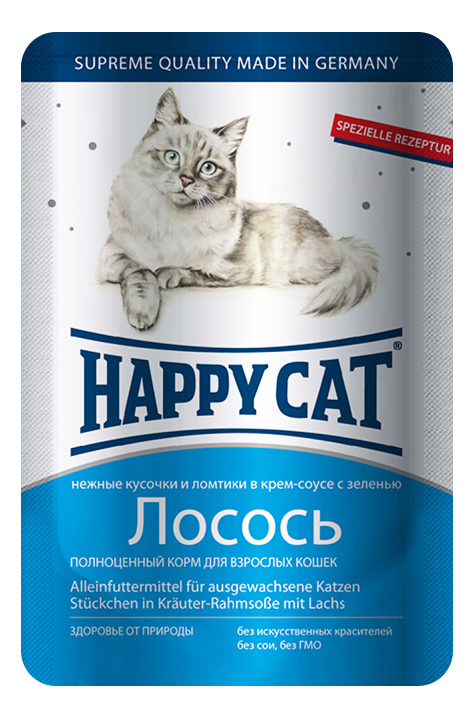 фото Влажный корм для кошек happy cat, с лососем в соусе, 100г