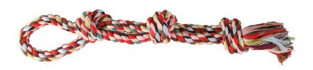 фото Грейфер для собак trixie веревка двойная с узлами разноцветная, 60 см