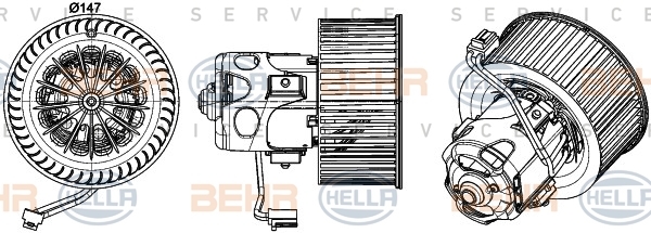 

Двигатель моторчика печки Hella 8EW 351 043-271