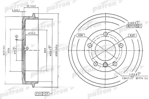 Тормозные барабаны Барабан тормозной PATRON PDR1035